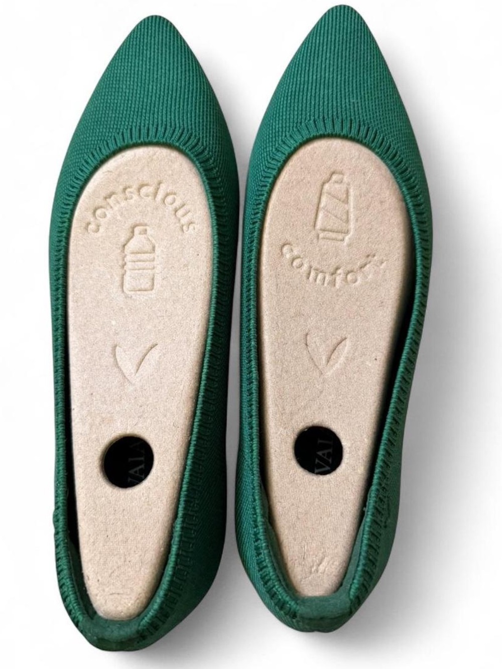 NWT! Vivaia Aria5 Forest Green Pointed Toe Knit Ballet Flats